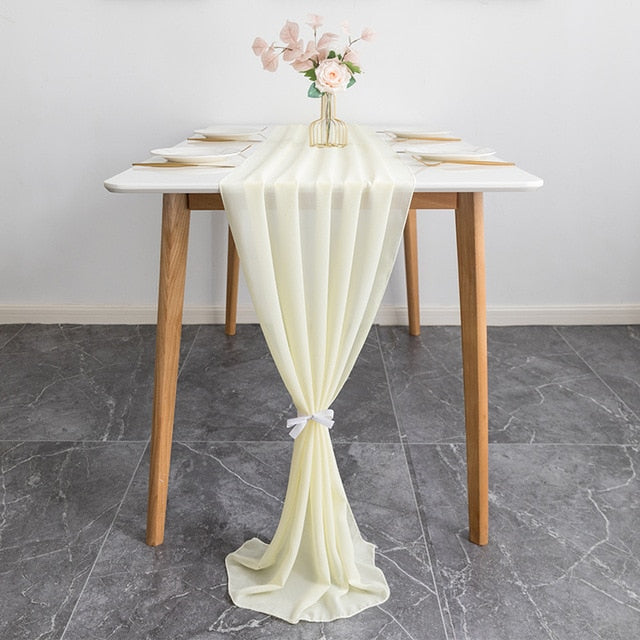 Elegant Chiffon Table Runner 30x300cm Table Drape Romantic Boho Table Runner Decoration for Wedding Birthday Party Bridal Valentine's Day Table Decoration