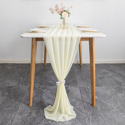 Elegant Chiffon Table Runner 30x300cm Table Drape Romantic Boho Table Runner Decoration for Wedding Birthday Party Bridal Valentine's Day Table Decoration