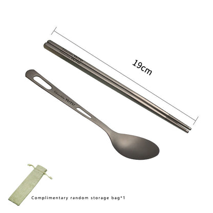 Pure Titanium Portable Tableware Set Frosted Titanium Knife Fork Spoon Chopsticks Cutlery For Camping Travel Survival Etc