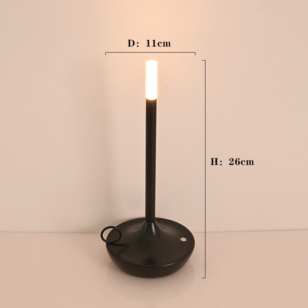 Retro Cordless Candle Stick LED Night Light Rechargeable Portable Desktop Coffee Table Light For Bedside Table
