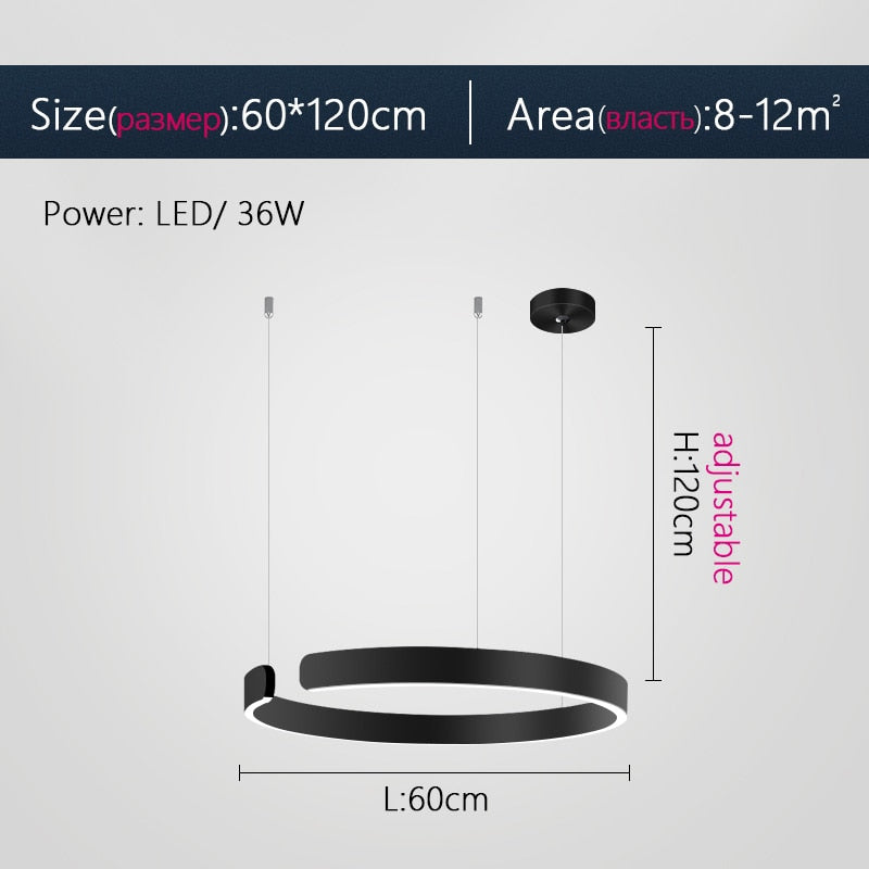 Minimalist Nordic LED Ring Chandelier Suspended Circle Pendant Lights For Living Room Dining Room Contemporary Interior Lighting
