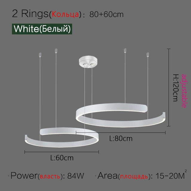 Minimalist Nordic LED Ring Chandelier Suspended Circle Pendant Lights For Living Room Dining Room Contemporary Interior Lighting