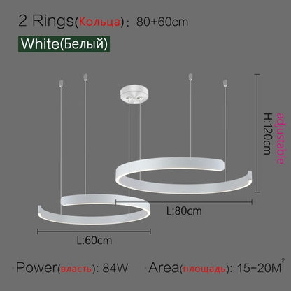 Minimalist Nordic LED Ring Chandelier Suspended Circle Pendant Lights For Living Room Dining Room Contemporary Interior Lighting