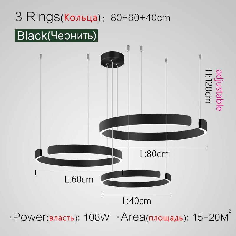 Minimalist Nordic LED Ring Chandelier Suspended Circle Pendant Lights For Living Room Dining Room Contemporary Interior Lighting