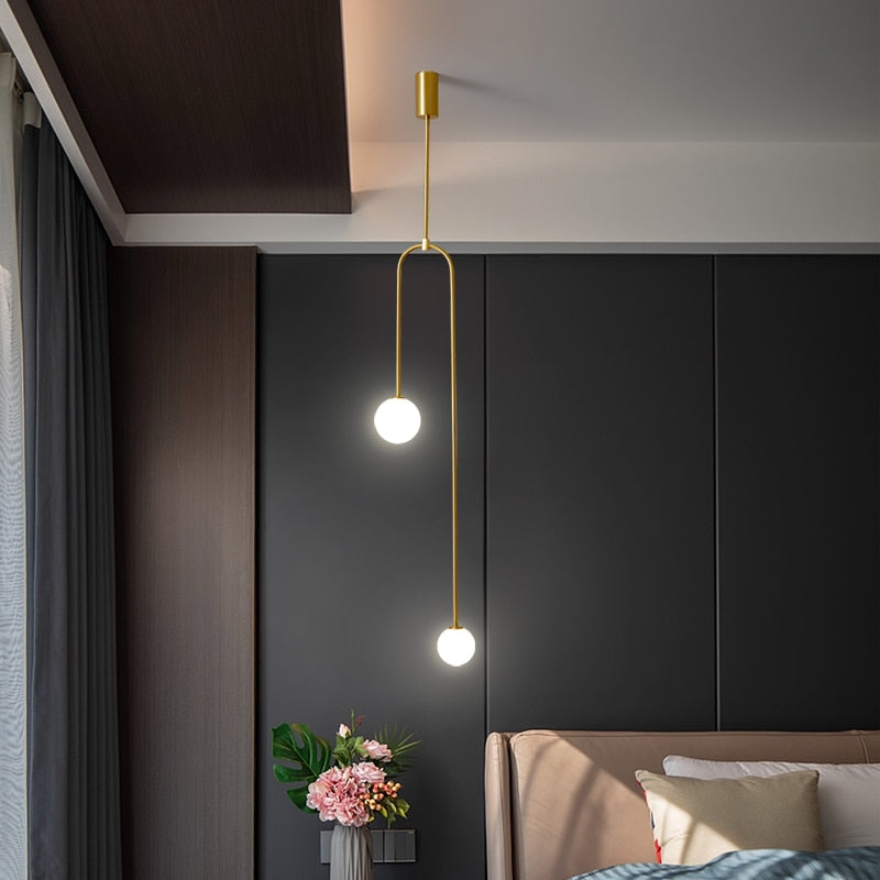 Simple Minimalist Nordic Sphere Pendant LED Lighting For Bedroom Bedside Table Living Room Kitchen Bar Contemporary Home Lighting