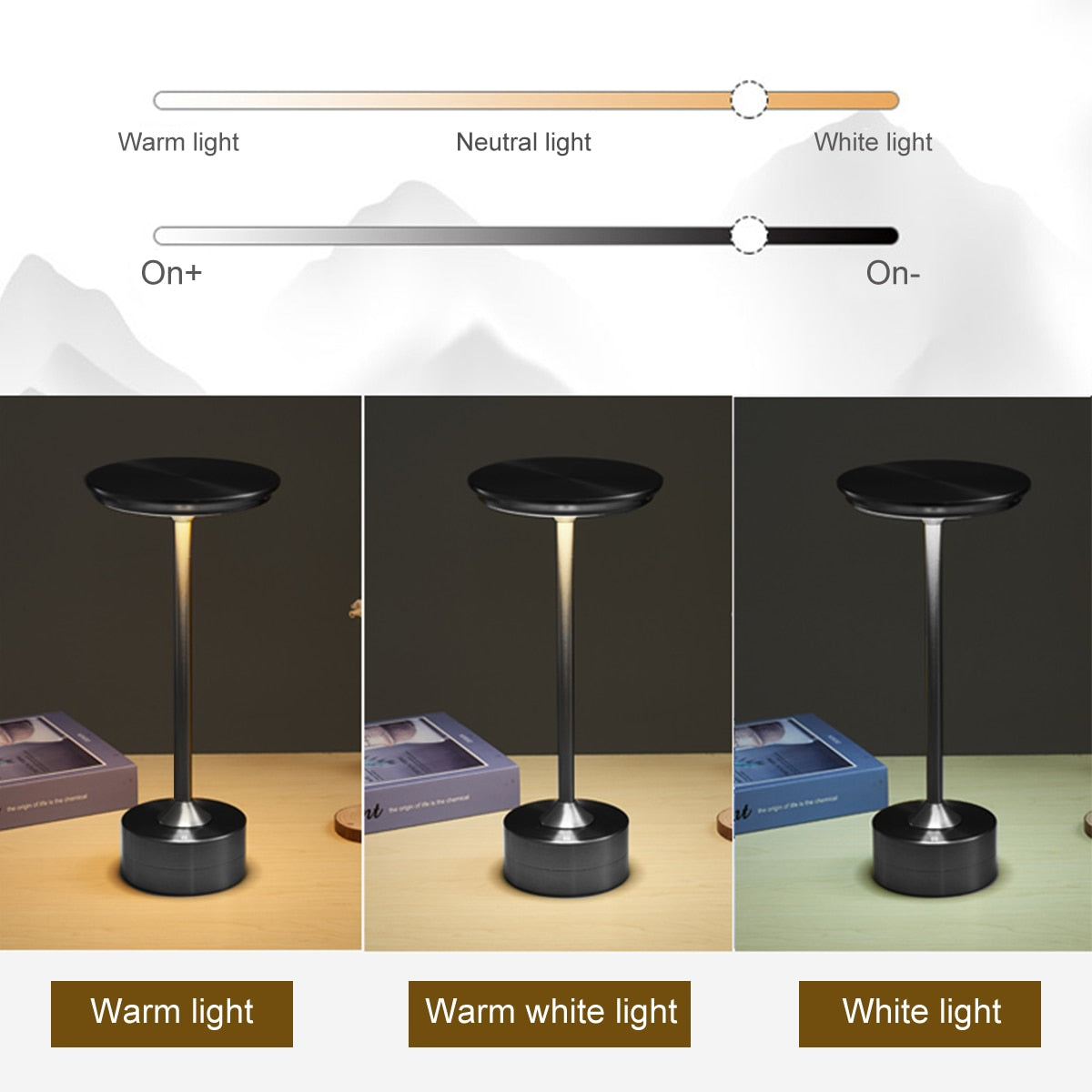 Cordless Portable Rechargeable LED Table Lamp Touch Sensor Night Light Reading Lamp For Living Room Coffee Table Cafe Restaurant Table Light