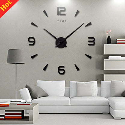 Large Wall Clock Quartz 3D DIY Big Watch with TIME Letter Decor Chrome Numerals Big Clock 1mtr Diameter