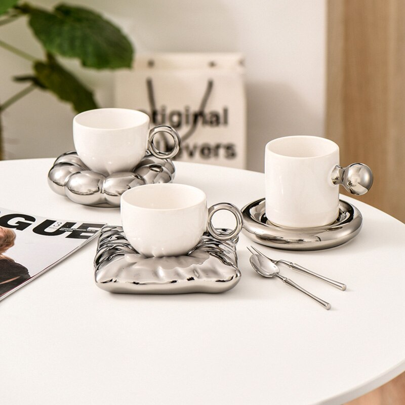Personalized Mug Silver Ceramic Mug Coffee Cup For Drinking Tea In The Afternoon Nordic Style Teacher Gift