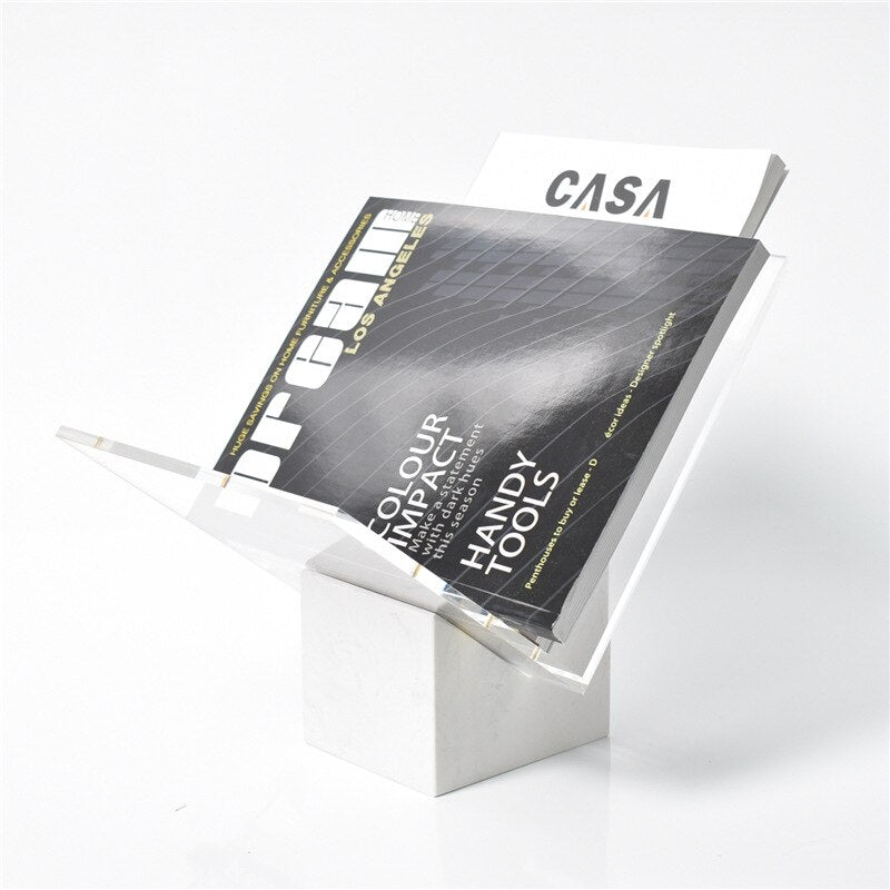 Solid Marble Acrylic Angled Magazine Holder Stand File Organizer Home Tidy For Living Room Designer Accessories For Contemporary Interiors