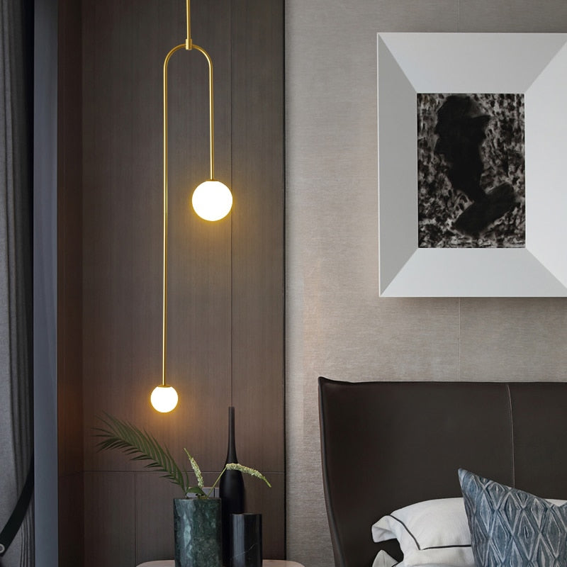 Simple Minimalist Nordic Sphere Pendant LED Lighting For Bedroom Bedside Table Living Room Kitchen Bar Contemporary Home Lighting