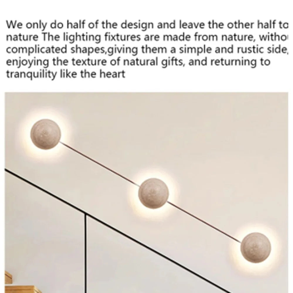 Scandinavian LED Wall Lamp – Textured Stone Design, Soft Glow Accent Wall Light for Bedroom & Living Spaces (90V–260V)