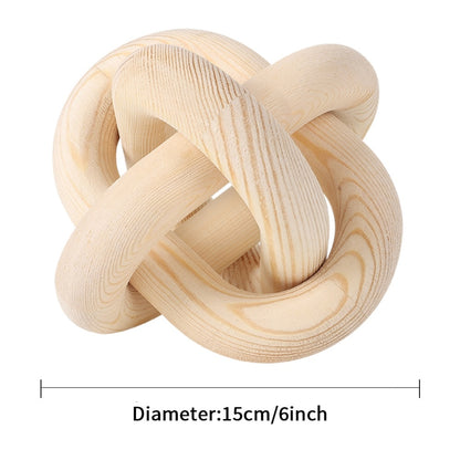 Solid Natural Wood Rustic Chain Link Ornament Hand Carved Table Tray Decoration For Modern Minimalist Farmhouse Chic Home Decor