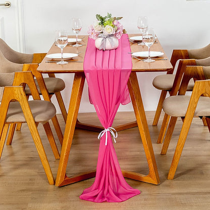 Elegant Chiffon Table Runner 30x300cm Table Drape Romantic Boho Table Runner Decoration for Wedding Birthday Party Bridal Valentine's Day Table Decoration