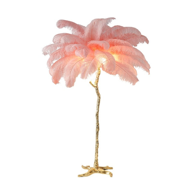 Nordic Light Luxury Ostrich Feather LED Floor Lamp Standing Modern Interior Lighting For Living Room Foyer