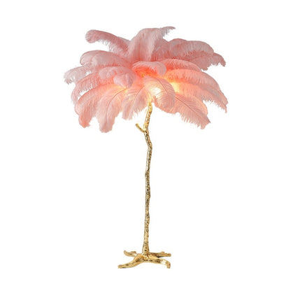Nordic Light Luxury Ostrich Feather LED Floor Lamp Standing Modern Interior Lighting For Living Room Foyer