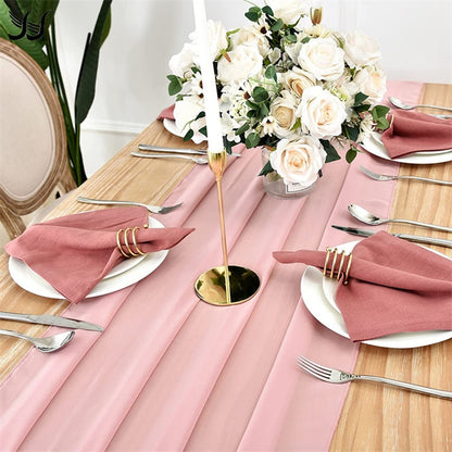 Elegant Chiffon Table Runner 30x300cm Table Drape Romantic Boho Table Runner Decoration for Wedding Birthday Party Bridal Valentine's Day Table Decoration