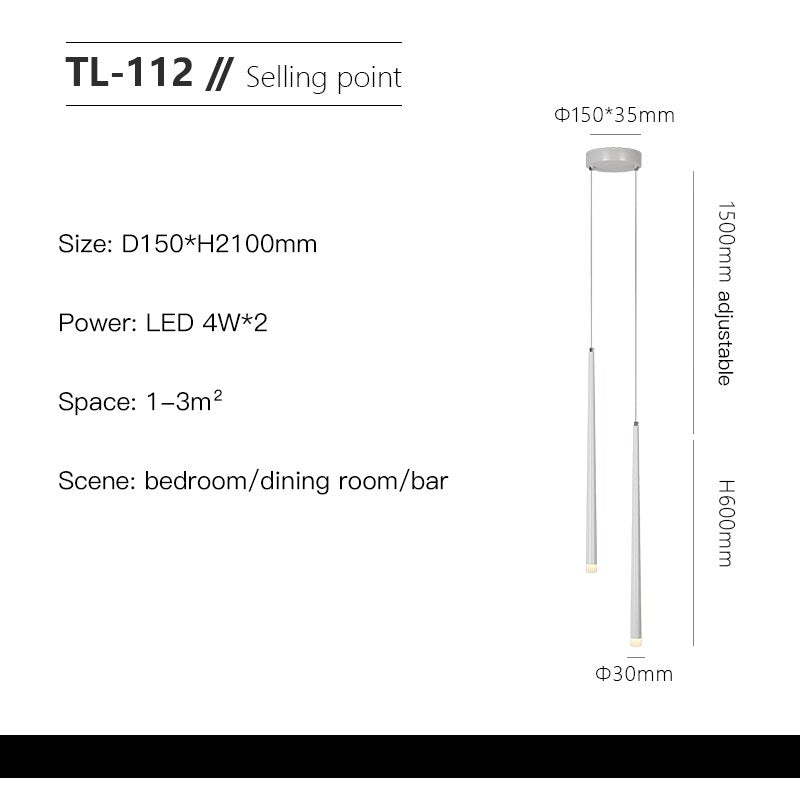 Modern Minimalist Hanging Tube LED Pendant Lights For Bedside Table Bedroom Sofa Side Lighting For Living Room Contemporary Interior Styling