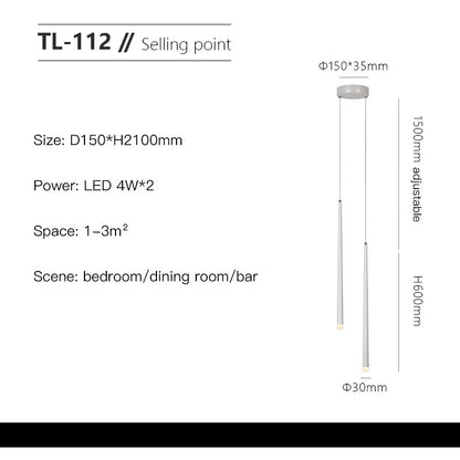 Modern Minimalist Hanging Tube LED Pendant Lights For Bedside Table Bedroom Sofa Side Lighting For Living Room Contemporary Interior Styling