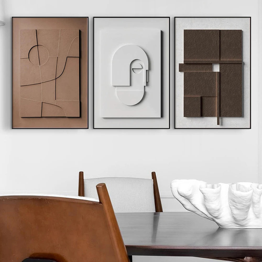 Nordic Geometric 3D Effect Canvas Painting: Elevate Your Space with Abstract Minimalist Aesthetics