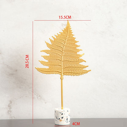 Nordic Golden Auspicious Leaf Craft Sculpture Ornamental Decoration For Living Room Coffee Table Mantelpiece Trendy Home Decor Accessories