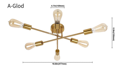 Modern Classic Starburst LED Chandelier Brushed Gold Semi-Flush Mounted Ceiling Light For Living Room Dining Room Trending Home Decor