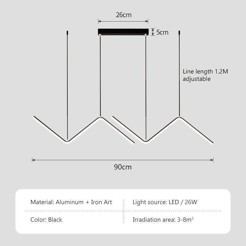 Modern Minimalist Geometric LED Chandelier Tubular Suspension Pendant Lighting Fixture For Contemporary Living Room Dining Room Lighting