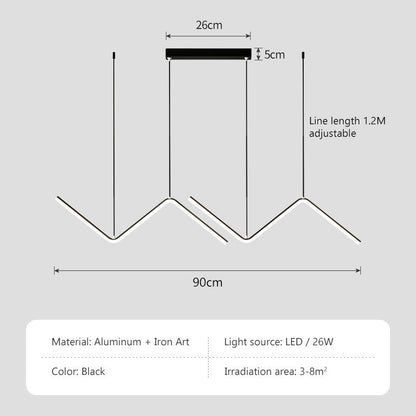 Modern Minimalist Geometric LED Chandelier Tubular Suspension Pendant Lighting Fixture For Contemporary Living Room Dining Room Lighting