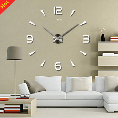 Large Wall Clock Quartz 3D DIY Big Watch with TIME Letter Decor Chrome Numerals Big Clock 1mtr Diameter