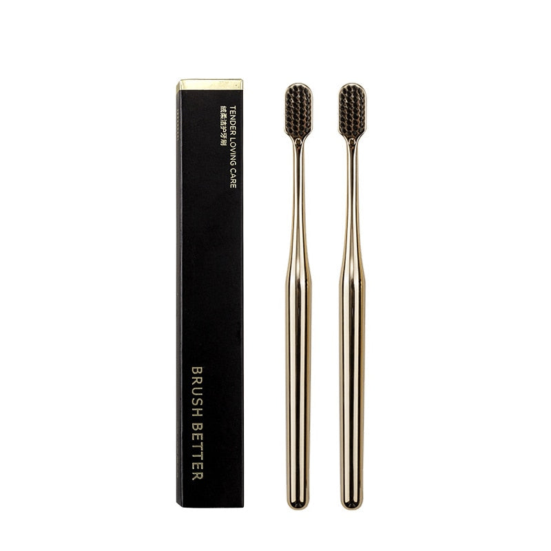 Luxury Toothbrush Gold & Silver Soft Bristle Dental Toothbrush Elegant Gentle Stylish Washroom Accessories For Luxury Bathroom