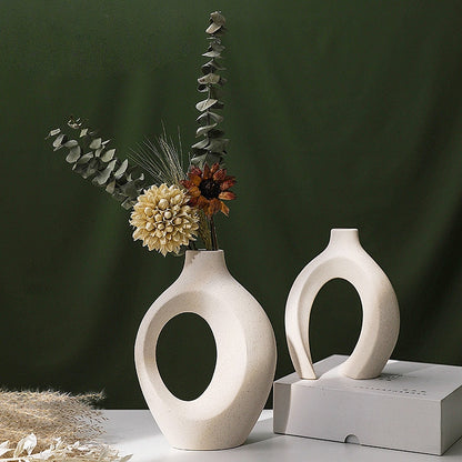 Modern Abstract Nordic Ceramic Embrace Vases for Pampas Grass Dried Flower 2Pcs/Set