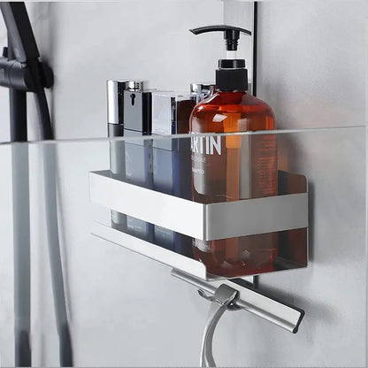 Movable Modular Bathroom Shelving Unit – Steel Shower Organizer No-Drilling Multi-Function Bathroom Storage Racking