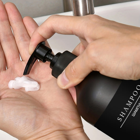 Minimalist Matte Black Cosmetic Dispensers For Hand Liquid Shampoo Shower Gel etc Refillable Soap Pump Lotion Bottles 500ml Set of 3pcs