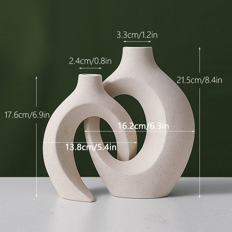 Modern Abstract Nordic Ceramic Embrace Vases for Pampas Grass Dried Flower 2Pcs/Set