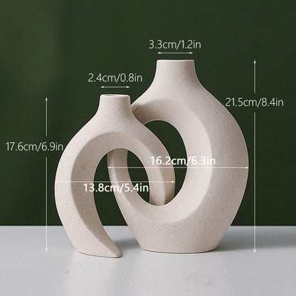 Modern Abstract Nordic Ceramic Embrace Vases for Pampas Grass Dried Flower 2Pcs/Set