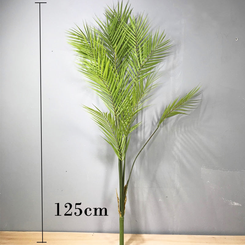 Large Artificial Palm Tree Tropical Plants Plastic Fake Leaves Green Monstera For Home Garden Decor 125cm