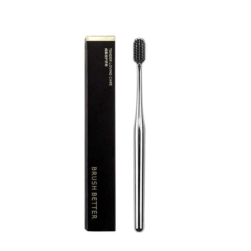 Luxury Toothbrush Gold & Silver Soft Bristle Dental Toothbrush Elegant Gentle Stylish Washroom Accessories For Luxury Bathroom