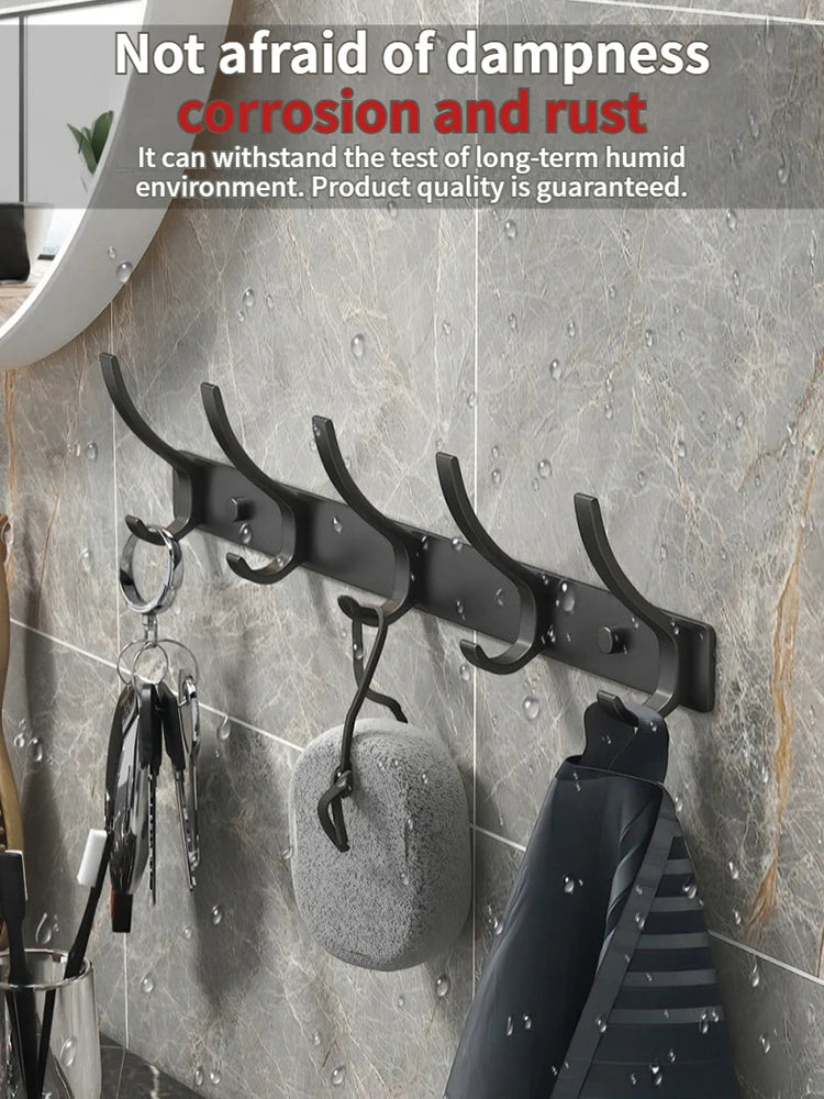 Modern Aluminium Door Hook Rails No Drilling Required - Sleek Metal Wall Hanging Organizer for Clothes, Coats & Accessories