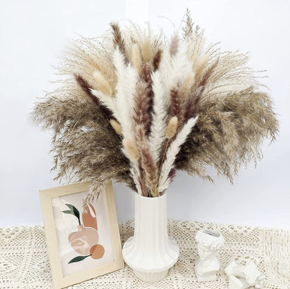 Natural Dried Pampa Grass Bouquet Boho Home Decor Phragmites Bouquet Dried Flowers Bouquet for Wedding Ramadan Decoration 80PCS