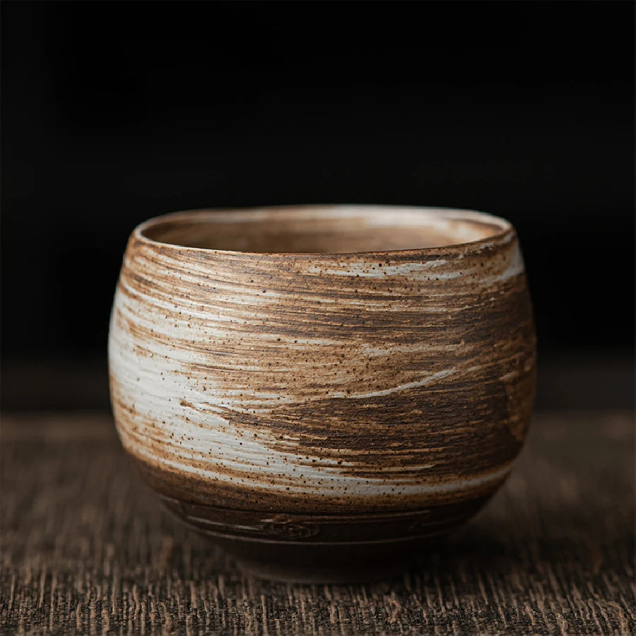 Ancient-Style Ceramic Teacup – Japanese-Inspired Single Bowl Stoneware Teacup for Daily Tea Rituals & Mindful Moments
