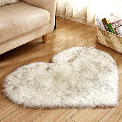 Soft Plush Fluffy Heart Rug Floor Mat For Living Room Bedroom Anti Slip Deep Pile Rug - Choose Your Color!
