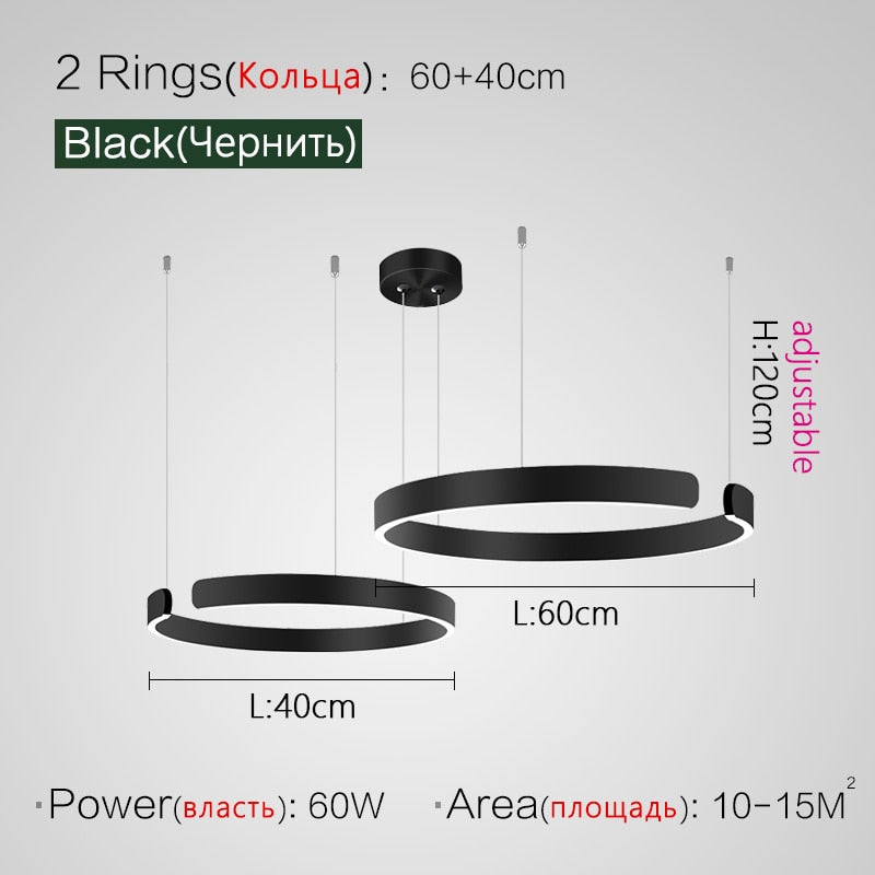 Minimalist Nordic LED Ring Chandelier Suspended Circle Pendant Lights For Living Room Dining Room Contemporary Interior Lighting