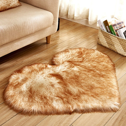 Soft Plush Fluffy Heart Rug Floor Mat For Living Room Bedroom Anti Slip Deep Pile Rug - Choose Your Color!