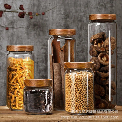 Airtight Food Storage Glass Jars With Bamboo Lid Stylish & Practical Jars For Storing Coffees Tea Leaves Grains Beans Spices Herbs etc