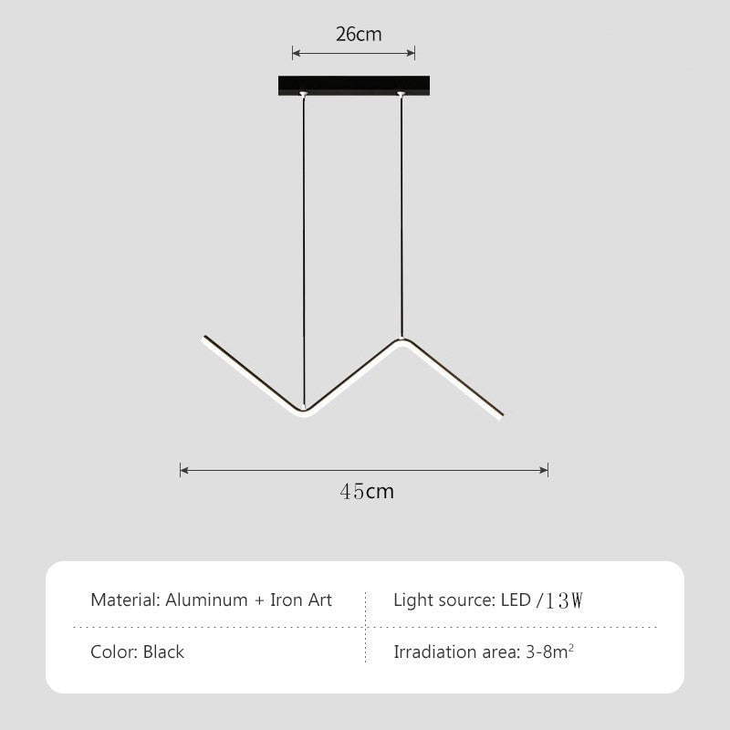 Modern Minimalist Geometric LED Chandelier Tubular Suspension Pendant Lighting Fixture For Contemporary Living Room Dining Room Lighting
