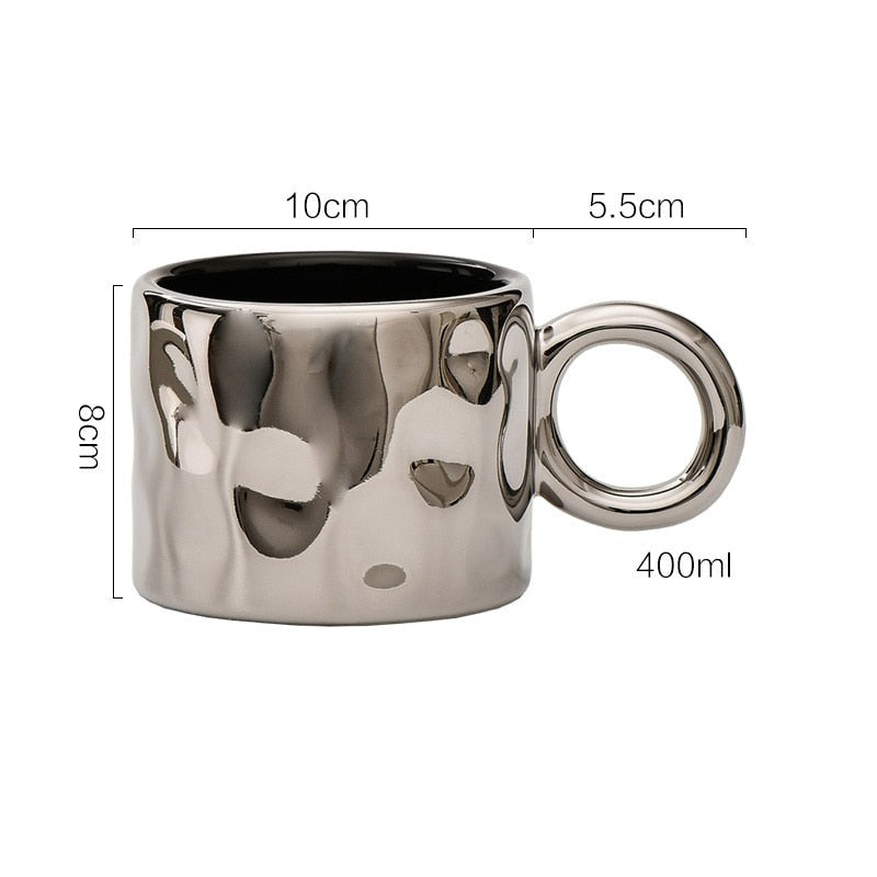 Personalized Mug Silver Ceramic Mug Coffee Cup For Drinking Tea In The Afternoon Nordic Style Teacher Gift