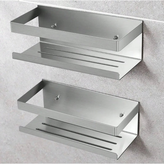 Self-Adhesive Stainless Steel Bathroom Shelf – Waterproof Organizer Rack for Shower, Kitchen & Home Storage