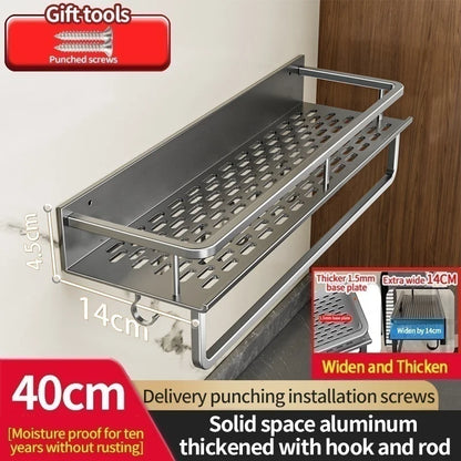 Multi-Purpose Aluminum Shelf Organizer – Modern Industrial Design Wall Shelf for Kitchen Storage & Bathroom Toiletries