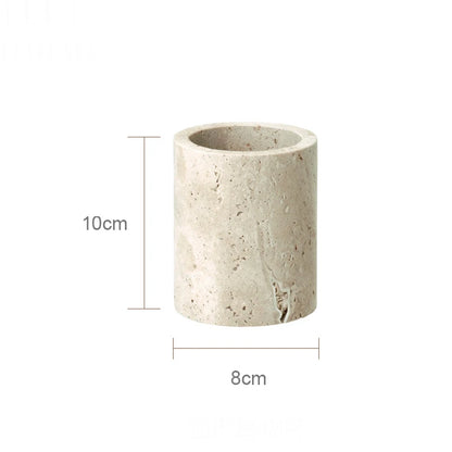 Solid Travertine Marble Bathroom Accessories – Natural Beige Stone Soap Dispenser, Tissue Box, Toilet Brush Holder, Soap Dish, Reed Diffuser & Vanity Tray