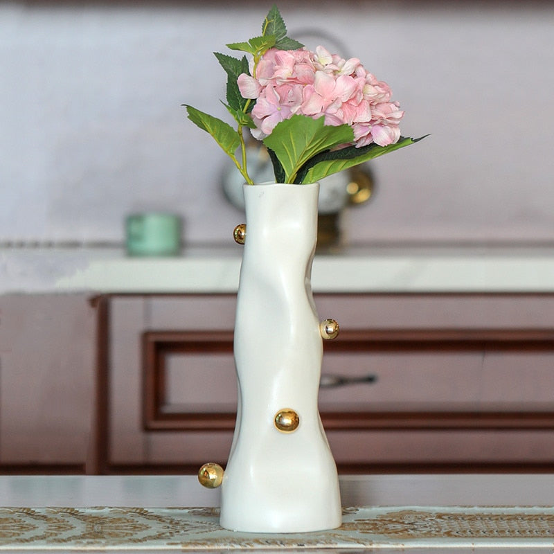 Modern Abstract Designer Vase For Table Mantelpiece Flower Arrangements Ornamental Ceramic Handicrafts For Contemporary Living Room Decor