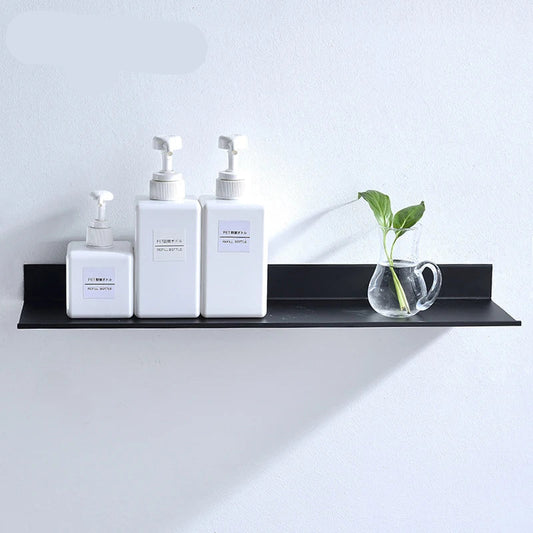 Modern Matt Black Aluminium Shelf 30-60cm Bathroom Storage Rack For Kitchen Washroom Simple Minimalist Designer Bathroom Fitting Single Tier Shelf